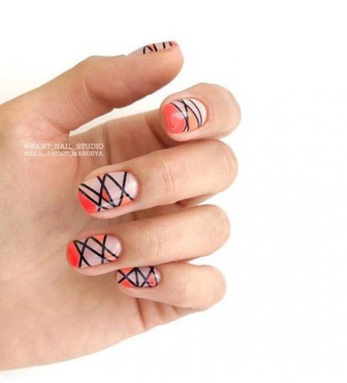 Маникюр Геометрия, на короткие ногти. 09