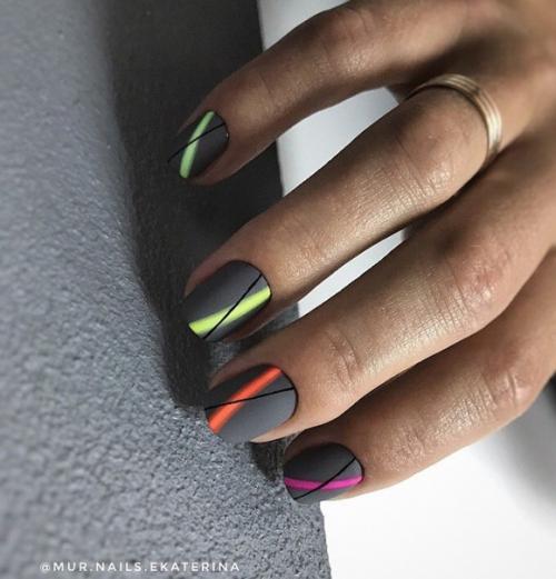 Маникюр Геометрия, на короткие ногти. 05