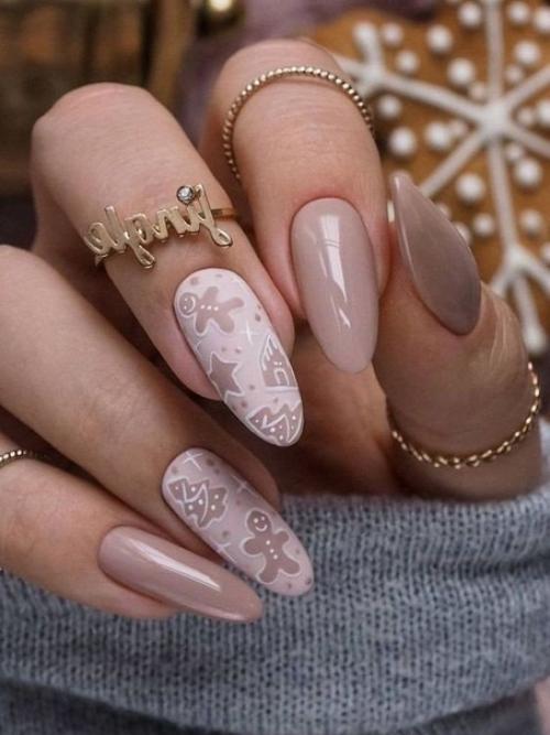 Идеи зимнего маникюра на длинные ногти. 03