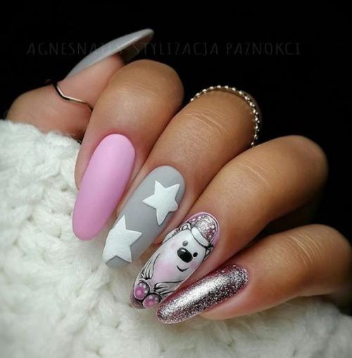 Новогодние рисунки на ногтях. 01