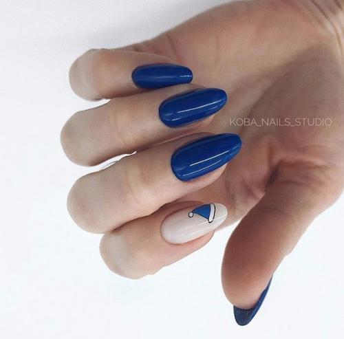 Подборка новых Идей дизайна маникюра в синем цвете. 01