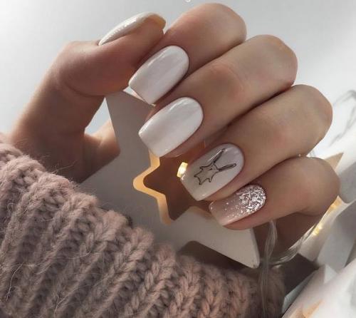 Трендовый новогодний маникюр немыслим без блесток и разного рода сверкающего декора, что делает новогодние ноготки невероятно сияющими и нарядными. 01