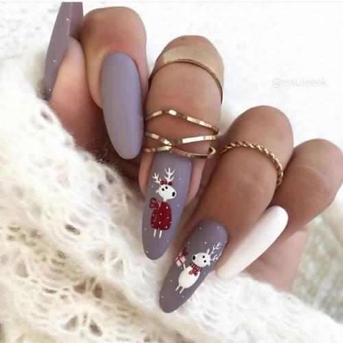 Новогодние рисунки на ногтях. 03