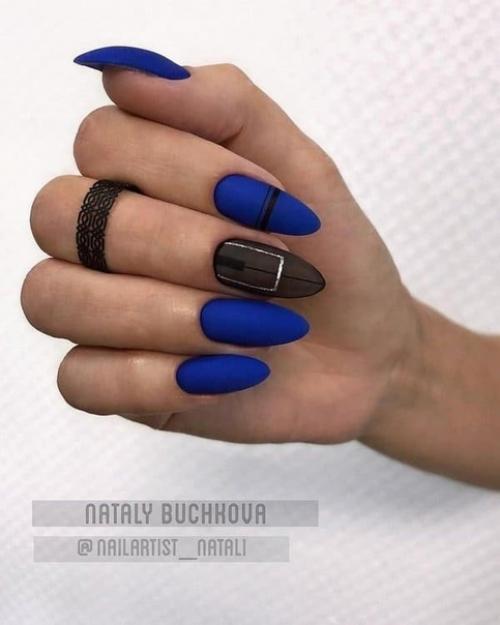 Подборка маникюра в синем цвете. 08