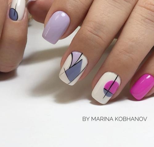 Дизайны для квадратных ногтей с закруглёнными уголками. 01