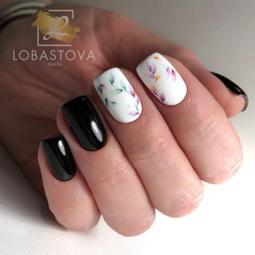 Дизайны для квадратных ногтей с закруглёнными уголками. 07