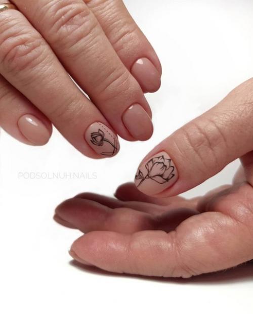 Цветы на короткие ногти. 01