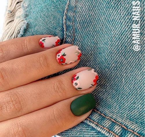 Цветы на короткие ногти. 09