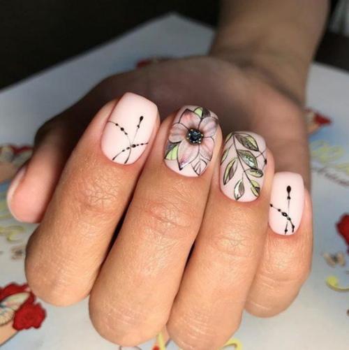 Цветы на короткие ногти. 04