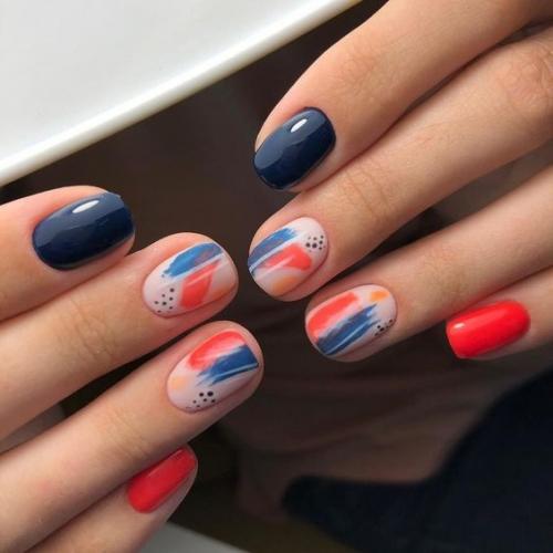 Маникюр на короткие ногти (абстракция. 02