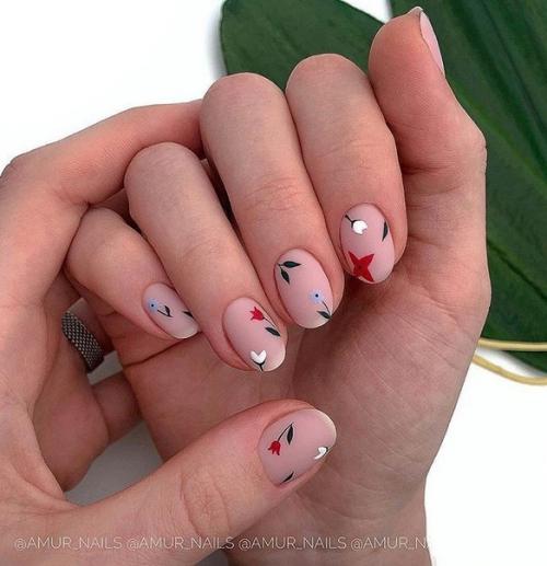 Цветы на короткие ногти. 08