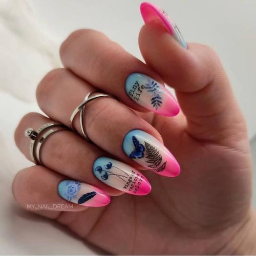 Розовый маникюр с дизайном. 08