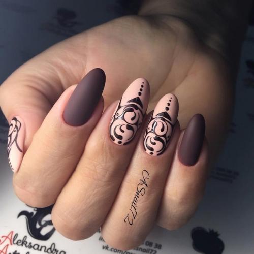 Подборка маникюра в коричневом цвете. 09