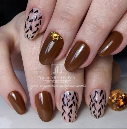 Подборка маникюра в коричневом цвете. 05