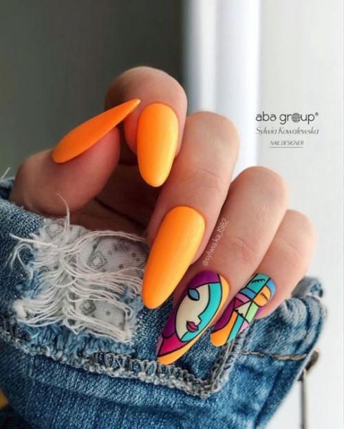 Летний маникюр на длинные ногти. 06