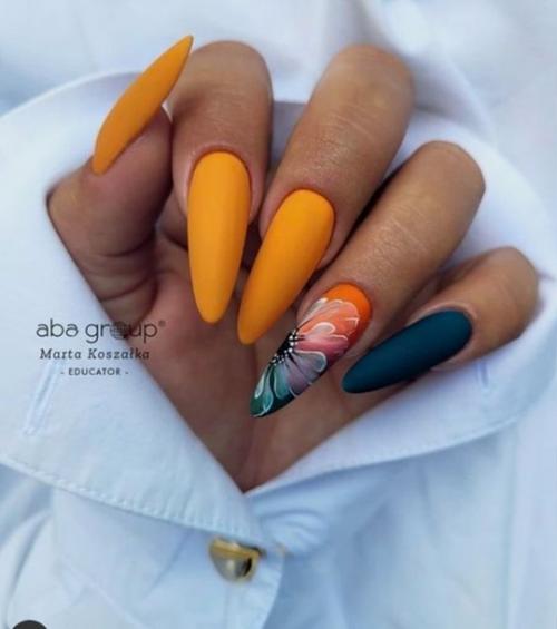 Летний маникюр на длинные ногти. 02