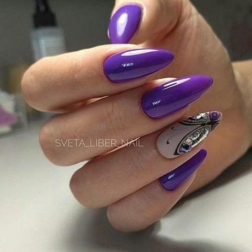 Фиолетовые ногти - цвет уверенности и элегантности! 07