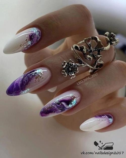 Фиолетовые ногти - цвет уверенности и элегантности! 08