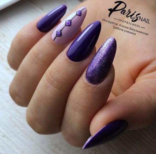 Фиолетовые ногти - цвет уверенности и элегантности! 01