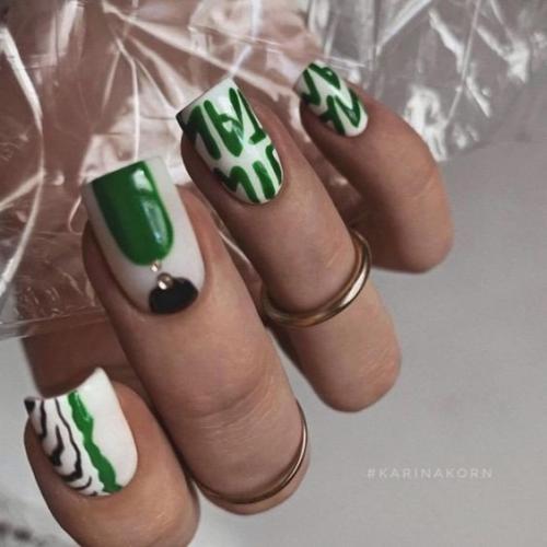 Подборка маникюра в зелёном цвете. 07