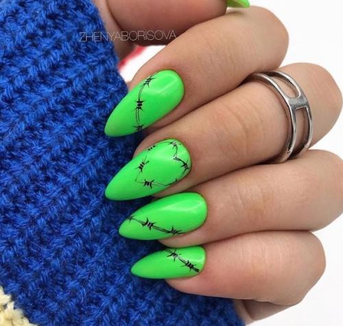 Маникюр в зелёных оттенках. 08
