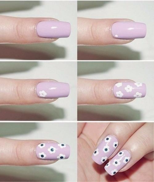 Цветочный маникюр со стразами? 05