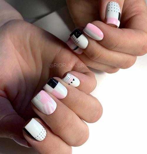 Маникюр на короткие ногти, идеи на каждый день. 01