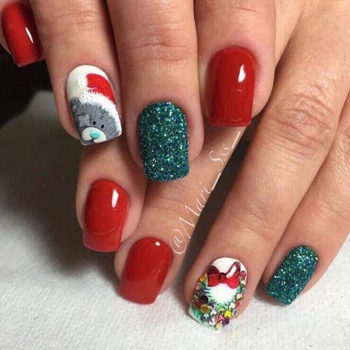 Девчонки, помогите пожалуйста, по кидайте новогодние маникюры в ярких цветах! 03