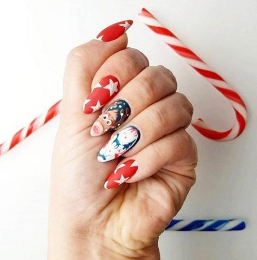 Зимний маникюр с оленями. 04