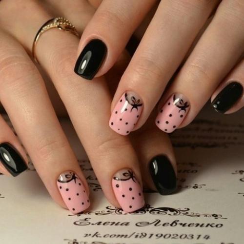 Романтичный маникюр в горошек. 03