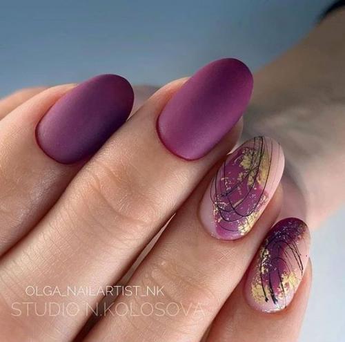 Невероятно милые идеи дизайна маникюра в бордовом цвете. 09