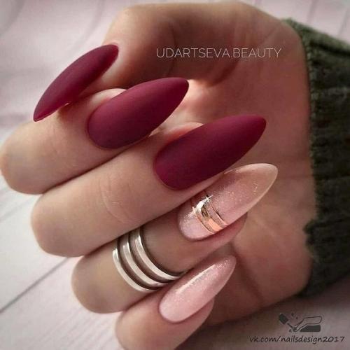 Невероятно милые идеи дизайна маникюра в бордовом цвете. 06