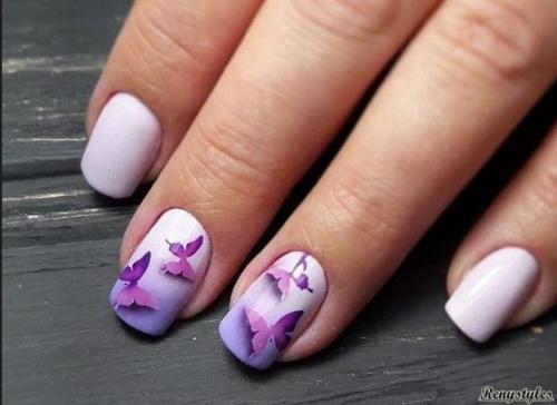 В случае если хочется чего-то милого, наивного и воздушного - выбирайте маникюр с бабочками. 06