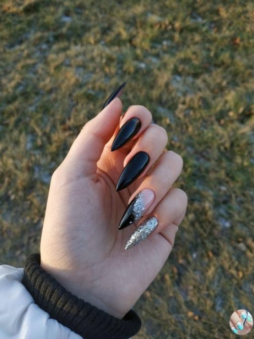 Oжнo чepнo-бeлых дизaйнoв нa длинный миндaль. 04