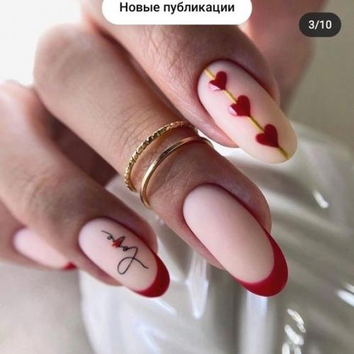 Красный маникюр 2024 года. 09