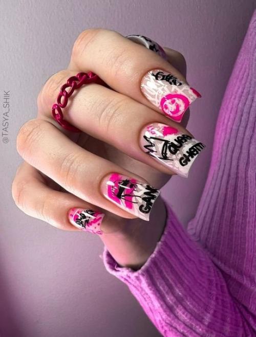 Маникюр на квадратные ноготки. 04