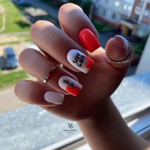 Идеи маникюра на квадратные ноготки. 08