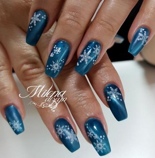 Новинки стильного дизайна ногтей, зимнего маникюра. 07