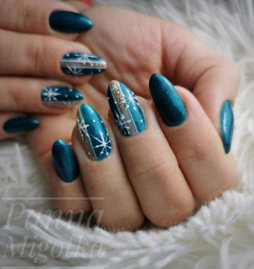 Новинки стильного дизайна ногтей, зимнего маникюра. 09