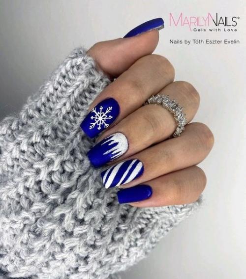 Новинки стильного дизайна ногтей, зимнего маникюра. 04