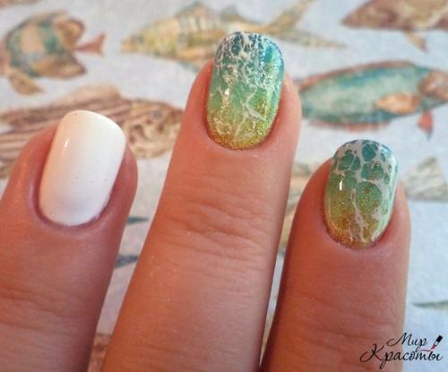 Пошаговый урок маникюра Морская Пена. 08 Пошаговый урок маникюра Морская Пена. 08