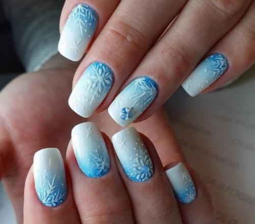 Самые лучшие идеи маникюра с снежинками. 09