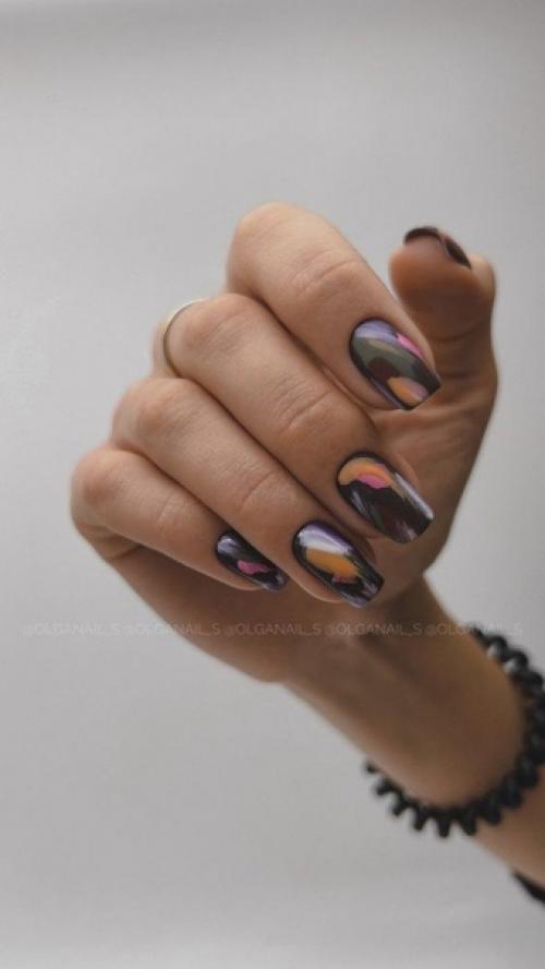 Красивый маникюр на короткие ногти. 09