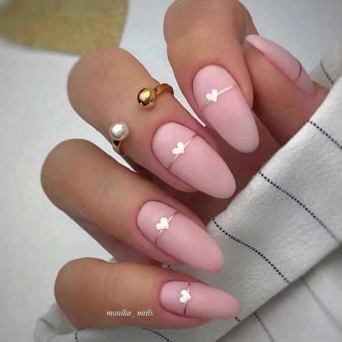 Несколько красивых фото идей розового маникюра с дизайном для длинных ноготков. 05