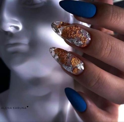 Золотистый маникюр для ваших ногтей. 03