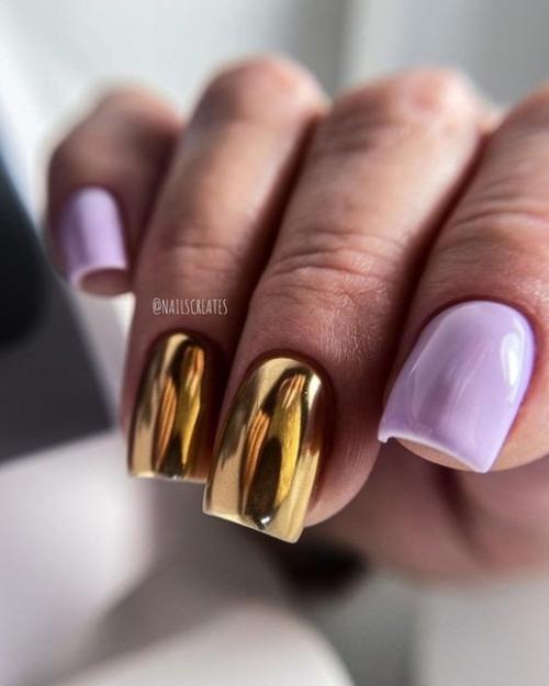 Золотистый маникюр для ваших ногтей. 06