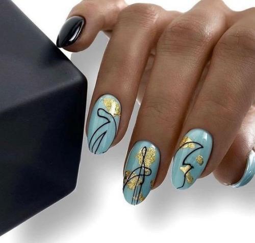 Золотистый маникюр для ваших ногтей. 08