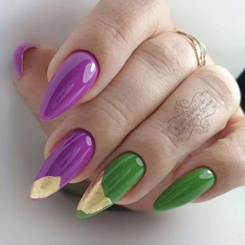 Золотистый маникюр для ваших ногтей. 02