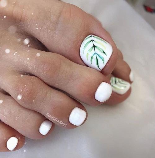 Подборка идей белого педикюра. 07