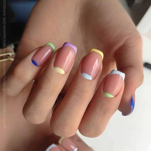 Цветной френч и лунки. 03